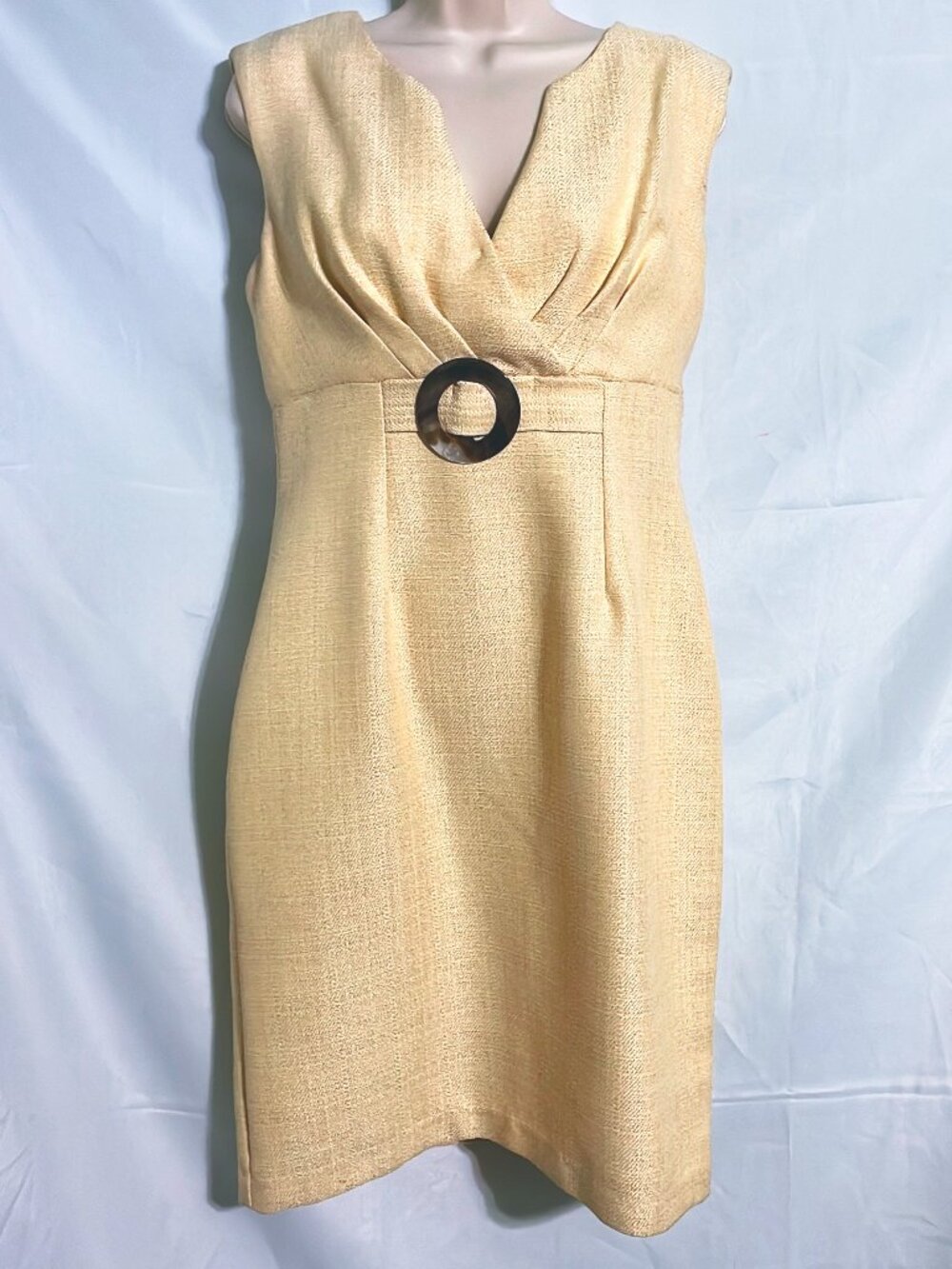 Dressbarn Sleeveless Beige Dress With Buckle Size 8